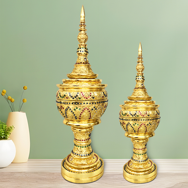 Thai Pagoda Ornaments for Living Room, Entrance, Tv Cabinet, Tabletop, Light Luxury Palace Jar, Southeast Asian Clubhouse Home Decorations