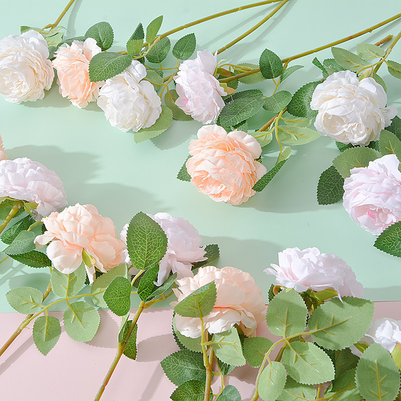 Single head Western rose fake flower Simulation flower Wedding hand bouquet Hand props Flower still life photography photo decoration