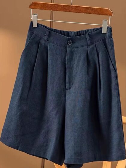 清仓捡漏宽松文艺棉麻短裤女夏季休闲减龄大码高腰显瘦亚麻五分裤