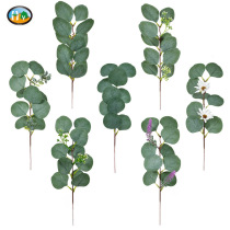 Single simulation eucalyptus green leaves simulation plants eucalyptus leaves small branches fake leaves table wedding table decorative leaves