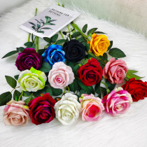 Single simulation flannel rose single head single fake rose wedding soft dress flower arrangement hotel restaurant decoration flower