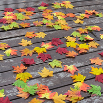Single-chip simulation Maple Leaf red and yellow false leaves window wedding scene decoration leaf simulation fallen leaves