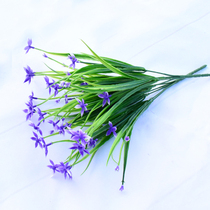 Single fake flower Full plastic flower decorative flower waterproof sunscreen outdoor flower arrangement bunch of small flowers Green plant evergreen grass green grass