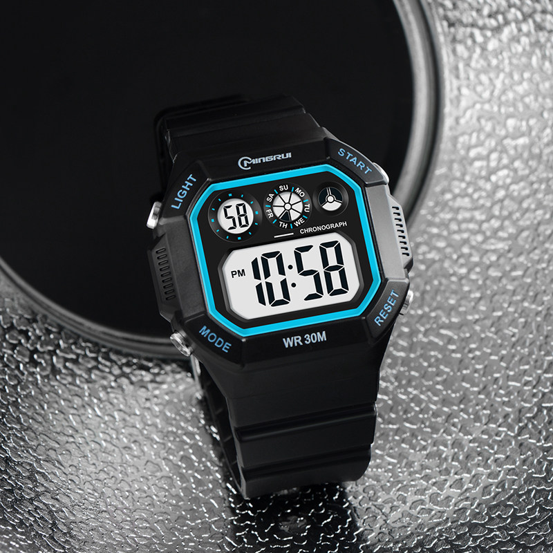 Mingrui electronic watch men's sports fashion waterproof swimming youth luminous multifunctional student electronic watch