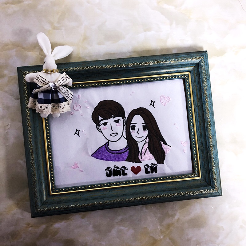 520diy original design to draw custom embroidery materials pack manually crafted couple men and women gift frame