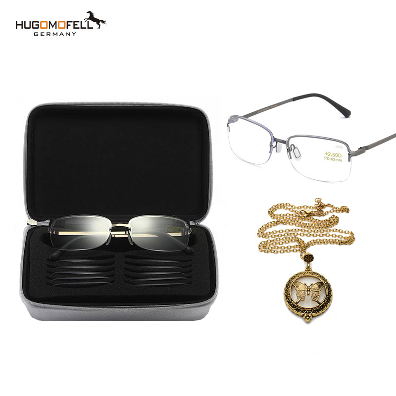 HUGOMOFELL Germany Designs Non-spherical Switching Old Glasses for Men and Women's Protection against Blue-ray Old Flower Lens