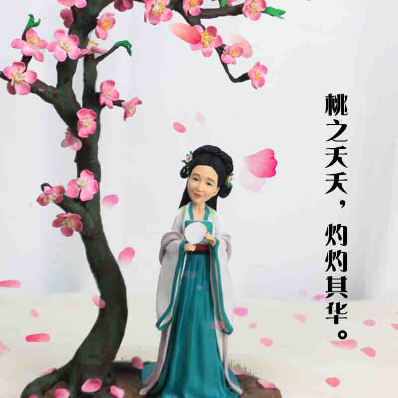 Peach blossom tree mud man Real person custom soft pottery doll Clay doll custom doll photo humanoid doll pinch mud man
