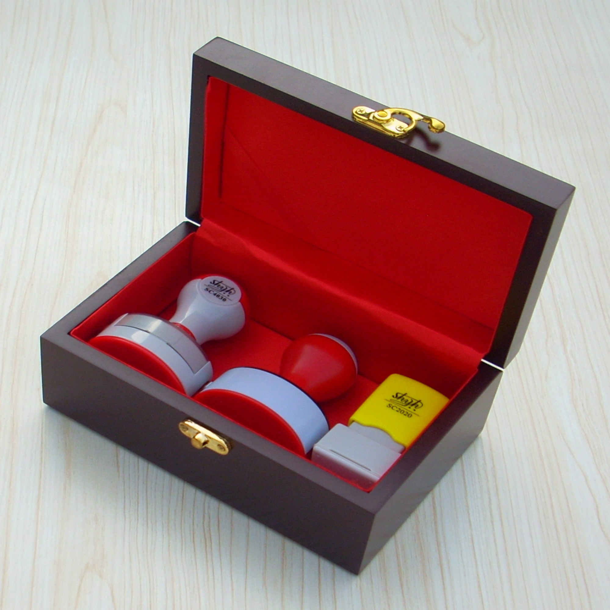 Wooden seal storage box Seal box Financial combination seal box Ink seal photosensitive seal box Luxury wooden box