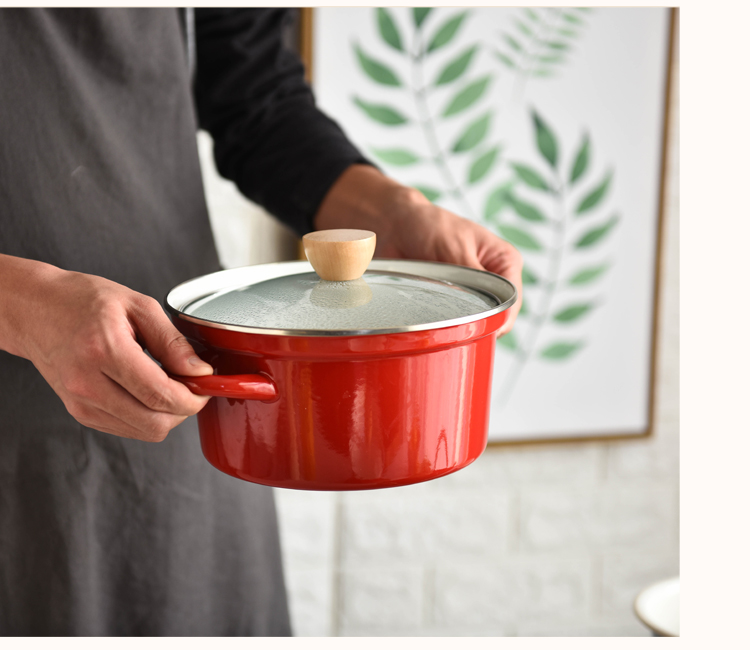 With cover With freight insurance 】 【 spill mantra enamel pot soup pot milk pan pan, induction cooker general firing