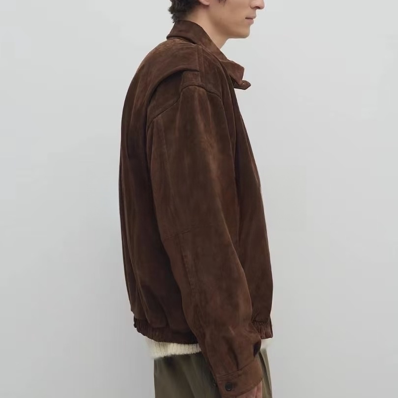 26 New Imported Mixed Sheep and Goat Leather Lapel Suede Genuine Leather Classic Stylish Oversized Leather Jacket Men's Coat