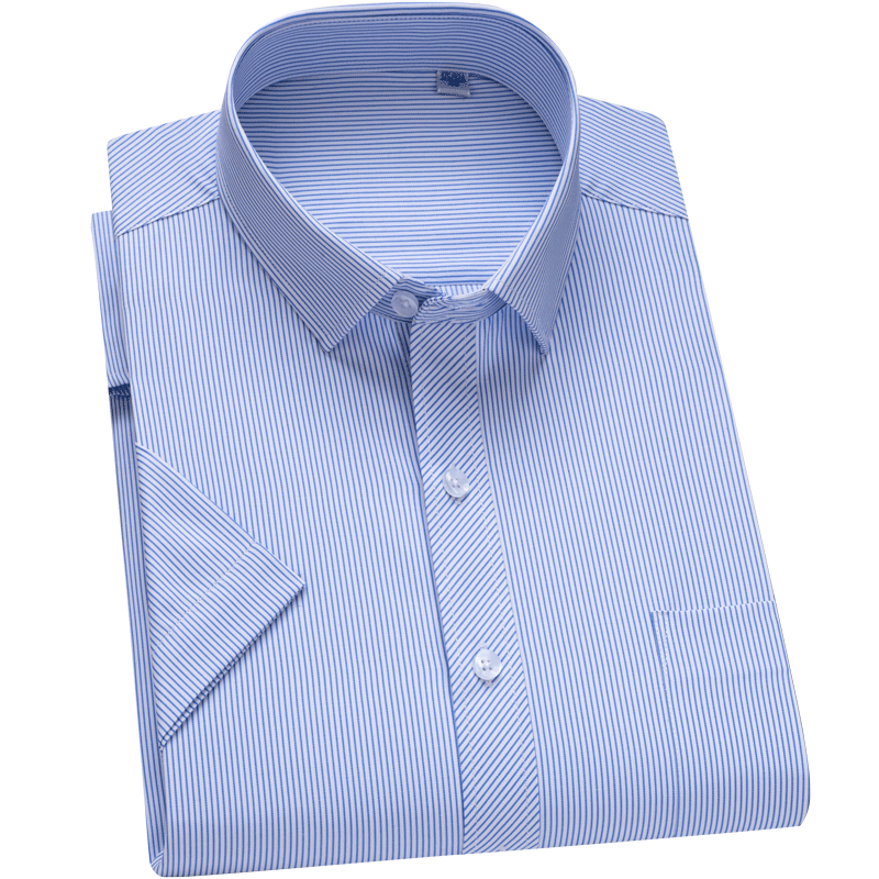 夏季衬衫男士衬衫男短袖衬衣男宽松商务休闲爸爸衫寸中年条纹格子