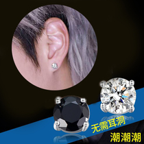 Painless ear clip No pierced ears can be worn male earrings Female cool clip earrings Fake earrings Suction iron stone Children student earrings