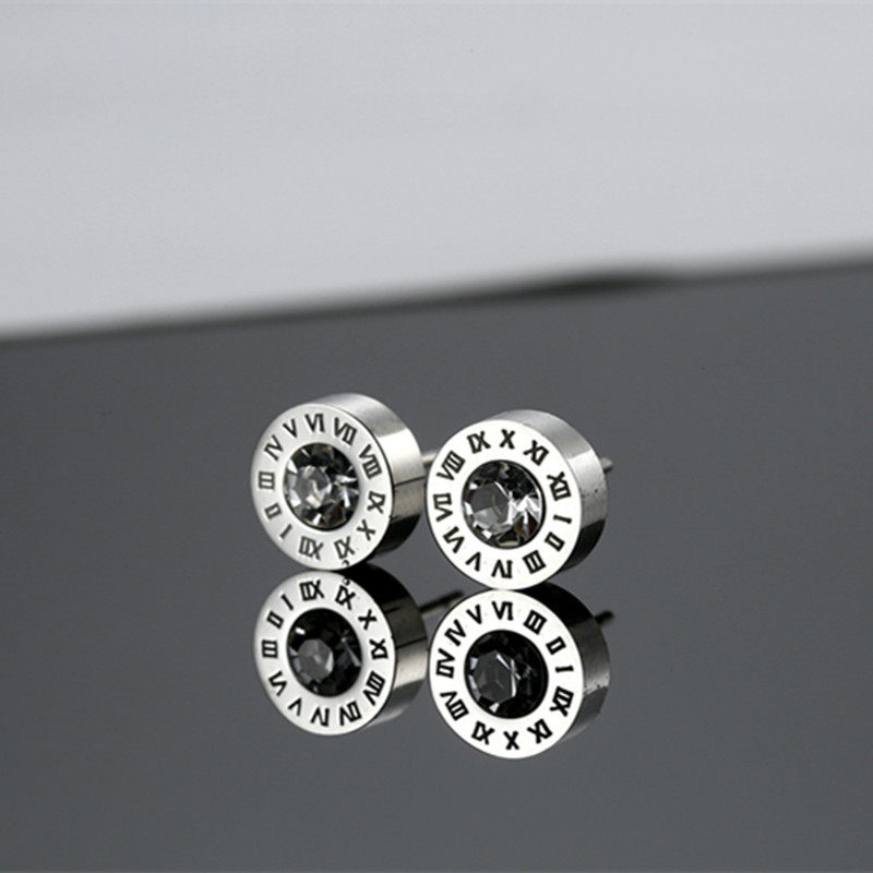 Roman numeral ear acupuncture 2022 new trendy men's earrings net celebrity personality female cool handsome single trendy ear jewelry