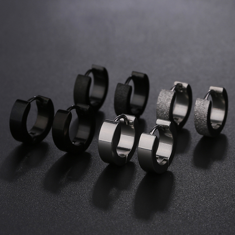 Men's Ear Cuffs, Earrings, Ear Studs, Ear Hoops 2026 New Popular Style Men's Trendy Single Black Titanium Steel Ear Bone Ring