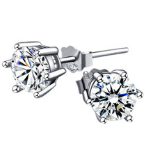 925 silver ear stud ear jewelry Japanese and Korean temperament simple cute temperament six-claw stud earrings to send a gift to his girlfriend