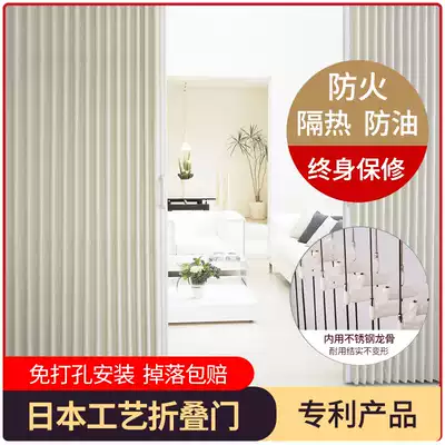 Punch-free folding door sliding door kitchen living room compartment dressing room invisible shop moving door free of installation interior door