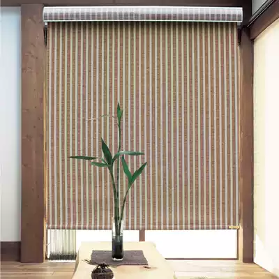 Bamboo curtain grass bamboo curtain bamboo roller curtain flame retardant fabric partition study living room balcony tea room curtain door curtain lift
