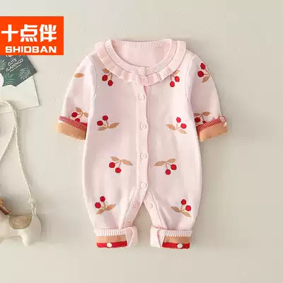 Baby sweater autumn jumpsuit 0-3-6 months female baby clothes handmade knitwear new style spring and autumn
