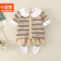 Infant spring clothes set long sleeves 0-6 months female baby climbing clothes 5 full moon princess baby ha clothes autumn