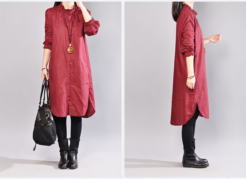 Mùa xuân Uotime2019 mới chất liệu cotton và áo sơ mi vải lanh dài phần phiên bản Hàn Quốc của áo sơ mi nữ cỡ lớn quần áo tập yoga