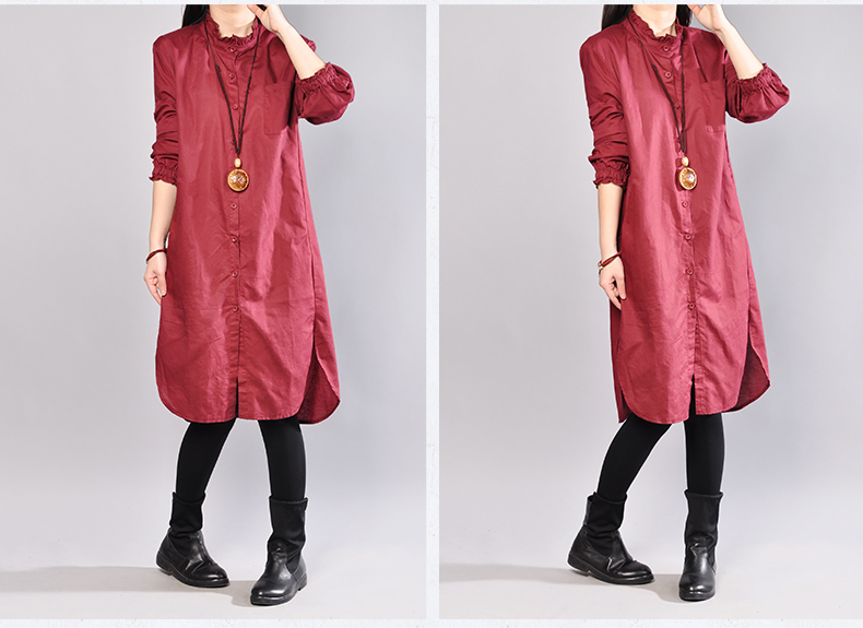 Mùa xuân Uotime2019 mới chất liệu cotton và áo sơ mi vải lanh dài phần phiên bản Hàn Quốc của áo sơ mi nữ cỡ lớn quần áo tập yoga