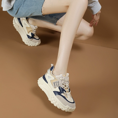 Высокая весенняя спортивная обувь на платформе для отдыха, белая обувь, из натуральной кожи