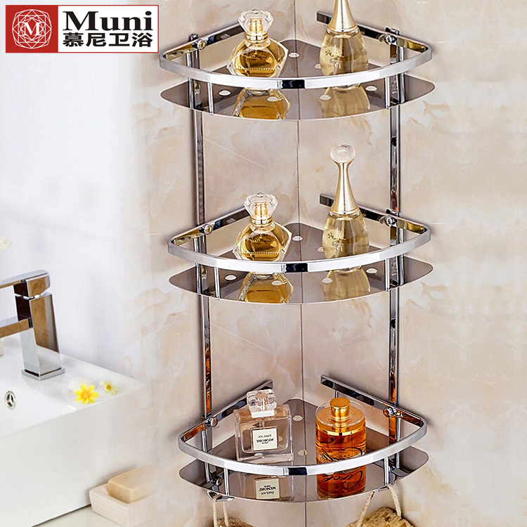 304 stainless steel bathroom shelf hole-free wall-mounted bathroom powder room supplies storage shelf Toilet tripod