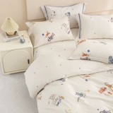 Детский хлопковый комплект, простыня, мультяшный пододеяльник, коллекция 2023, 4 предмета, постельные принадлежности, 3 предмета