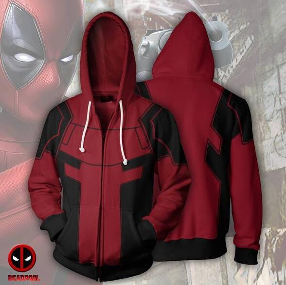 Popular Foreign Trade Product Deadpool 2 3D Printed Comic Movie Anime Men's Zip-Up Sports Hoodie
