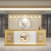New Chinese style retro front desk reception desk foot bath health club cashier counter Chinese medicine shop cashier bar calligraphy table
