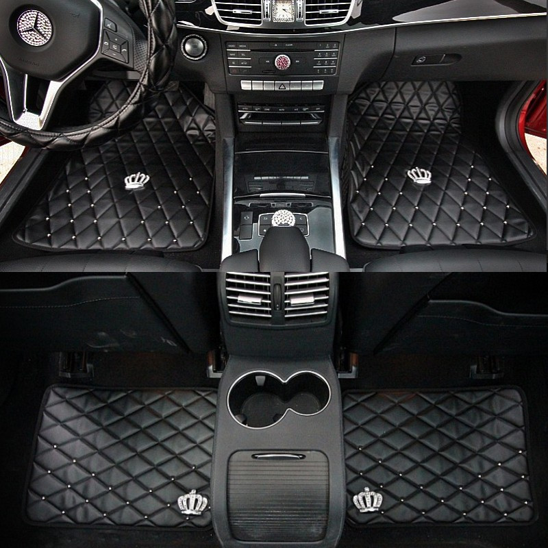 Pujing Auto Supplies BMW Audi Four Seasons Diamond Leather Universal Non-slip Car Mat Foot Mat