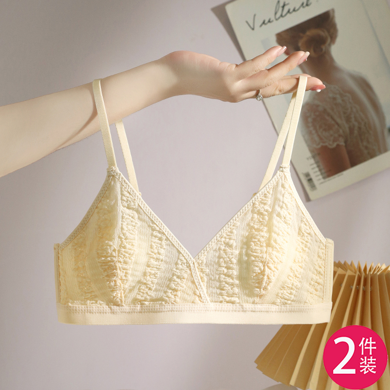 French Lace Triangle Cup Bra for Women with Large Busts, 2026 New Style, Push-Up, Anti-Sagging, Bunny Ear Cup Pad Bra for Summer French Lace Triangle Cup Bra for Women with Large Busts, 2026 New Style, Push-Up, Anti-Sagging, Bunny Ear Cup Pad Bra for Summer