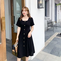 Летнее платье, летняя одежда, большой размер, в западном стиле, квадратный вырез, яркий броский стиль