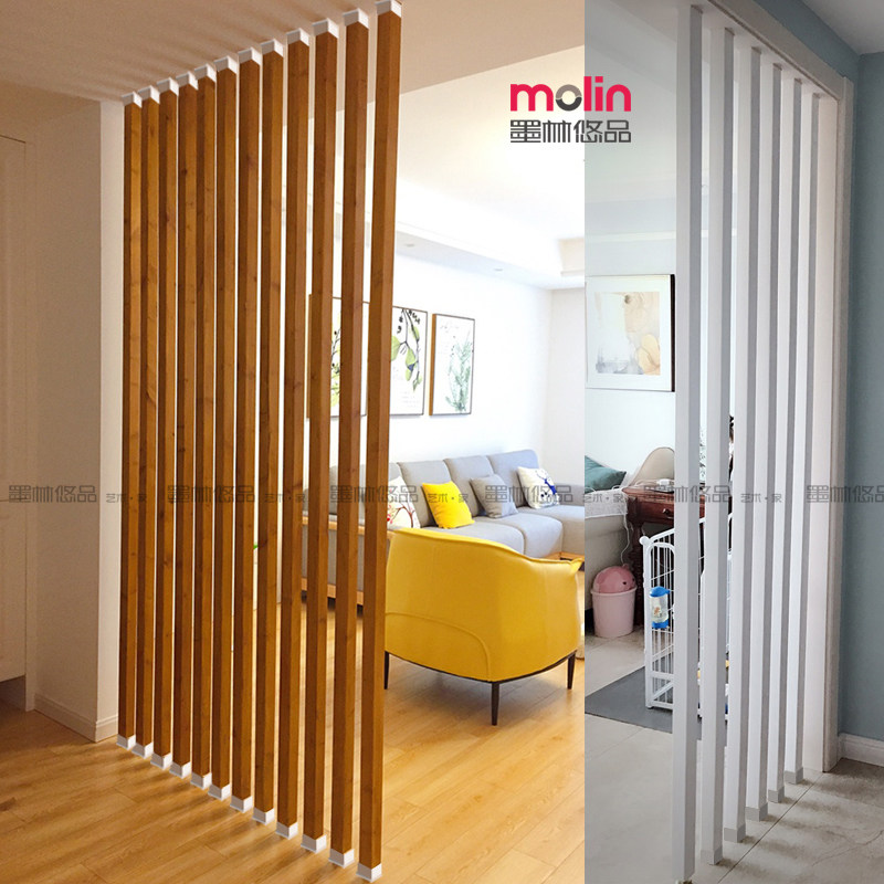 Office screen new Chinese style solid wood vertical bar creative porch partition wall living room simple and easy to install into the door