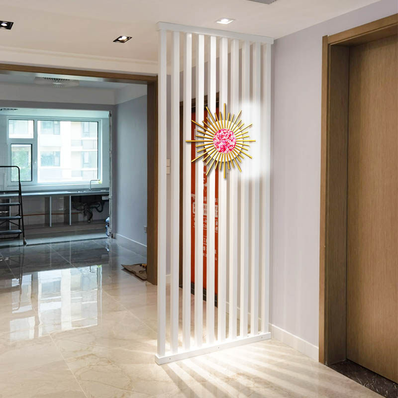 White vertical stripe partition living room porch simple art modern double-sided decoration technology entry screen solid wood Nordic