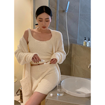 Maryme Autumn and Winter New Vest Bathrobe Set Custom Yarn Knitted Soft - Warm Pajamas Home Clothes