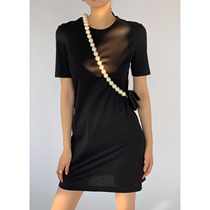 MaryME 2022 Spring Fix Skin Double - sided Knitted in the long dress female is simple and black dress