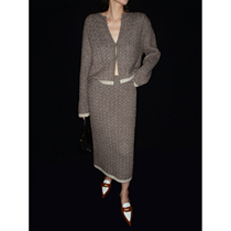 Maryme Camel Wool warm retro - knitted knitted sweater and skirt suit