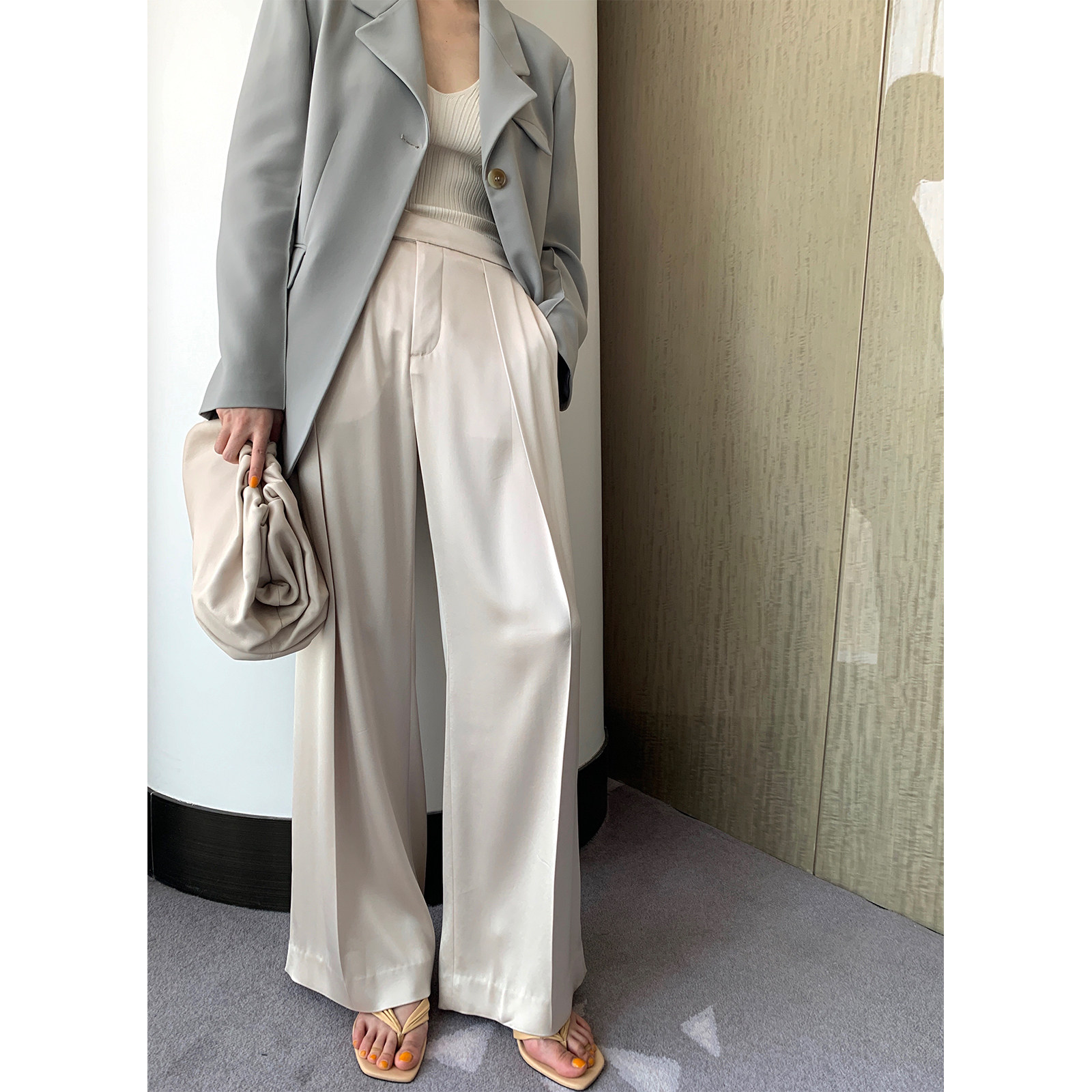 MaryME2022 Spring New Direct Draw Feeling Suite Leisure Trouser Lady Length Trouser Length Trousers
