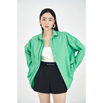 MARYME Customized Heavy Industry Shell embroidered edge cool sun - proof long - wool cotton tailored contours shirt