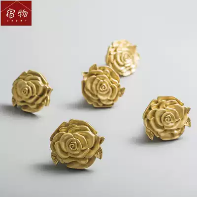 European English American French golden brass rose handle overall cabinet door wardrobe drawer all copper handle light luxury