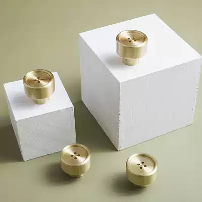 Button Pure brass handle Fresh Nordic creative design Golden drawer overall cabinet wardrobe door round small handle