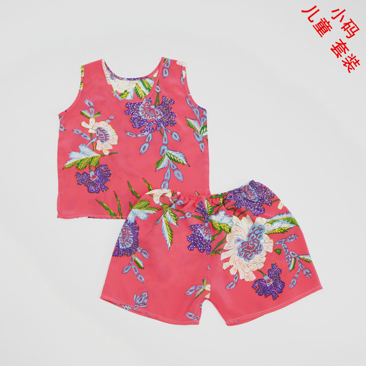 Children's Silk Suit Boys Summer Baby Shorts Vest Suit Summer Girls Clothes Small Size