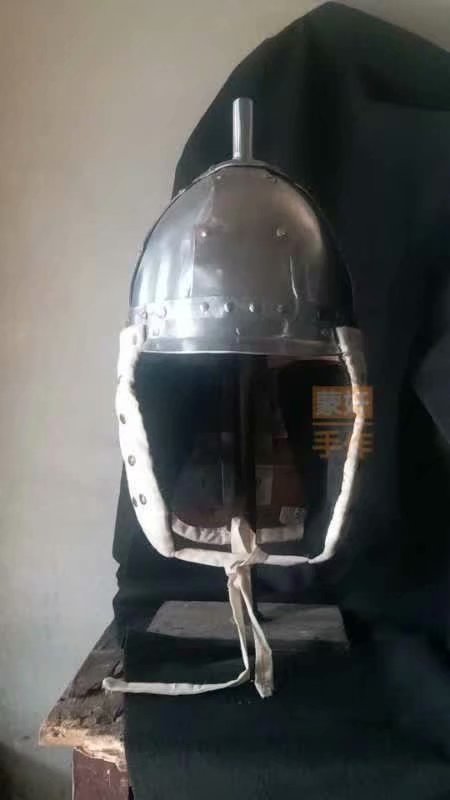 Hand forged Shi's solid version of the rear gold safety helmet (neck guard with hand forged nail sheet)