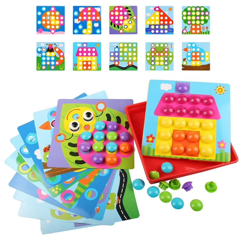 Pinspace Button Mushrooms Nails Matching Mosaic Pegboard Toy