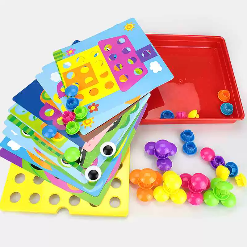 Pinspace Button Mushrooms Nails Matching Mosaic Pegboard Toy