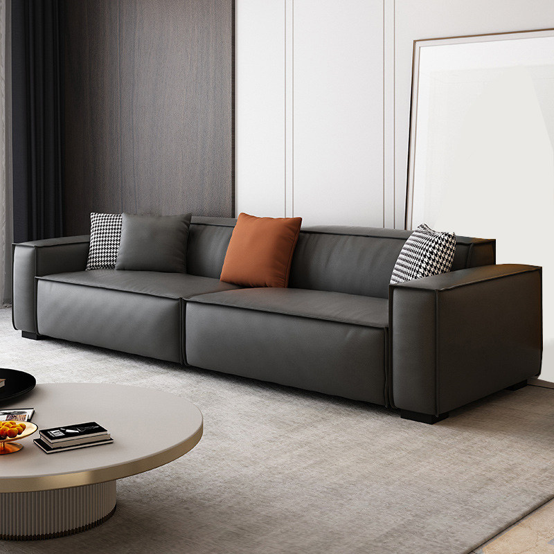 Nordic modern retro minimalist sofa Day style Silence Wind Family of a small family of three people with four solid wood frame sofas