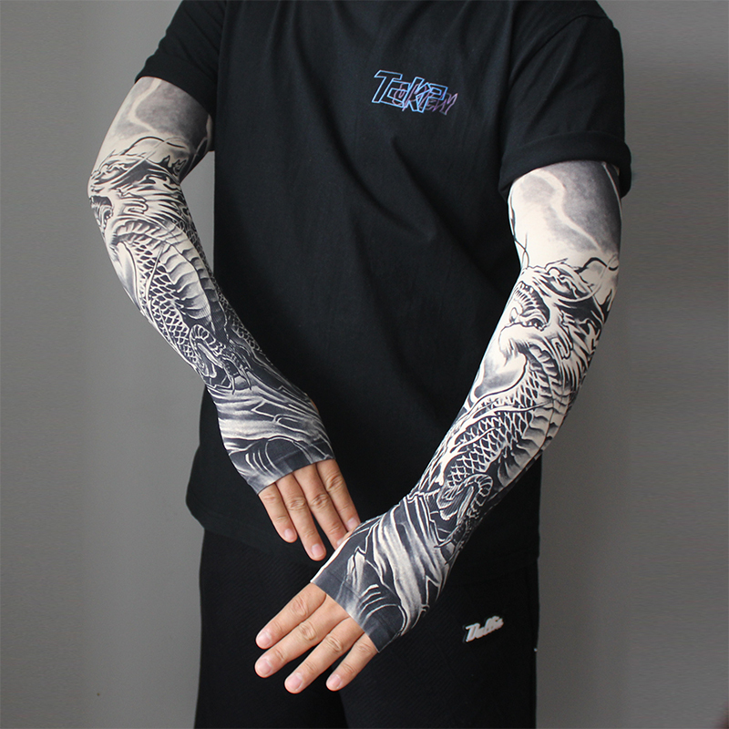 Ice Silk Tattoo Sleeves for Men, Outdoor Driving Sun Protection Sleeves, Women's Cycling Arm Protectors, Arm Sleeves, Floral Arm Ice Sleeves, Trendy Hand Sleeves