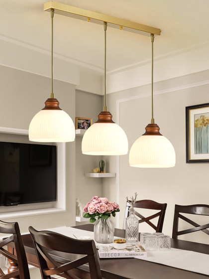 2026 New All-Copper Mid-Century Style Restaurant Chandelier, Classical Chinese Three-Head Home Dining Room French Retro Lighting Fixture
