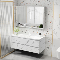 Bathroom mirror cabinet Nordic flat basin ceramic table basin marble hand wash basin smart mirror cabinet wash table